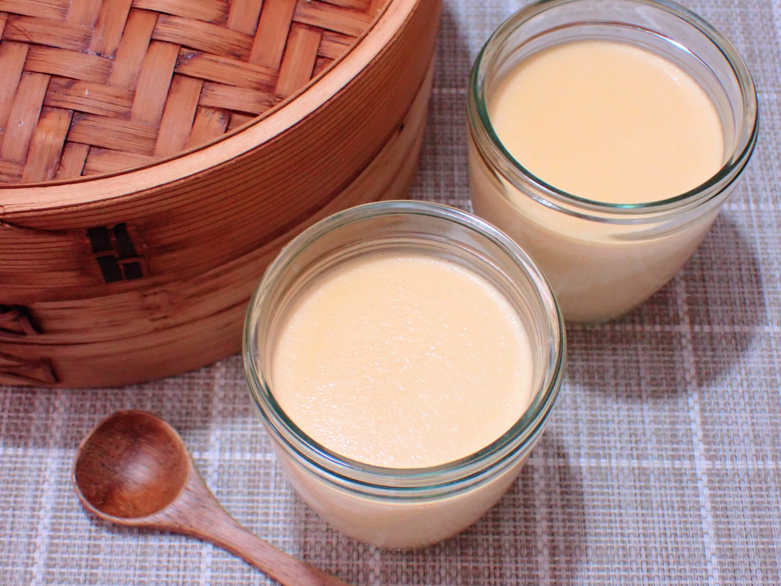 せいろで蒸したプリン